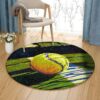 Green Tennis Round Carpet Floor Rug Living Room Bedroom Decor Round Area Rug Carpet