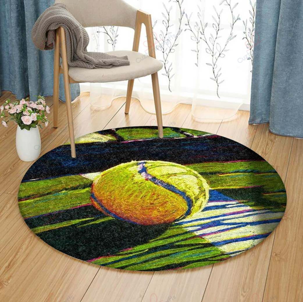 Green Tennis Round Carpet Floor Rug Living Room Bedroom Decor Round Area Rug Carpet Green Tennis Round Carpet Floor Rug Living Room Bedroom Decor Round Area Rug Carpet