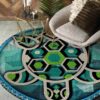 Green Turtle Round Carpet Floor Rug Living Room Bedroom Decor Round Area Rug Carpet