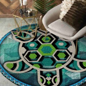 Green Turtle Round Carpet Floor Rug Living Room Bedroom Decor Round Area Rug Carpet