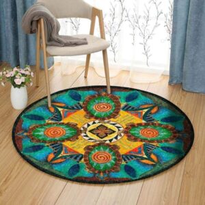 Green Turtle Round Carpet Floor Rug Living Room Bedroom Decor Round Area Rug Carpet