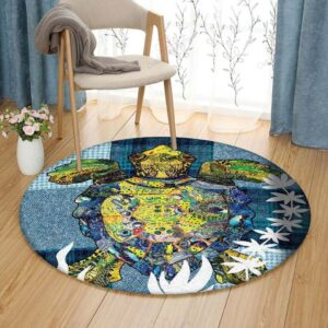 Green Turtle Round Carpet Floor Rug Living Room Bedroom Decor Round Area Rug Carpet
