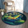 Green Turtle Under The Sea Round Carpet Floor Rug Living Room Bedroom Decor Round Area Rug Carpet