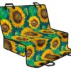 Green Watercolor Sunflower Pattern Print Pet Car Back Seat Cover - 7ef3ec636806