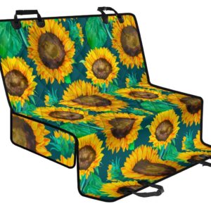 Green Watercolor Sunflower Pattern Print Pet Car Back Seat Cover - 7ef3ec636806