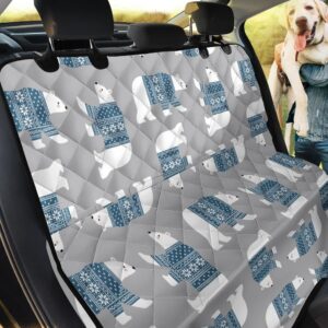 Grey Background Winter Season Polar Bear Car Back Seat Cover Dog Car Seat Covers - 3dc51ed6ab27
