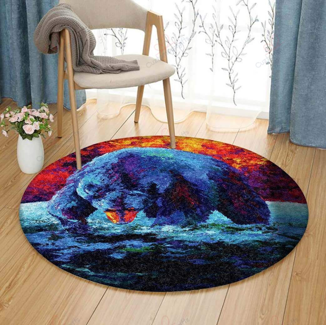 Grey Bear Round Carpet Floor Rug Living Room Bedroom Decor Round Area Rug Carpet Grey Bear Round Carpet Floor Rug Living Room Bedroom Decor Round Area Rug Carpet