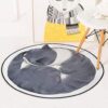 Grey Cat Sleeping Round Carpet Floor Rug Living Room Bedroom Decor Round Area Rug Carpet