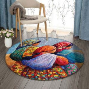 Guatemala Women Round Carpet Floor Rug Living Room Bedroom Decor Round Area Rug Carpet
