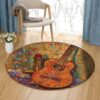 Guitar Round Carpet Floor Rug Living Room Bedroom Decor Round Area Rug Carpet