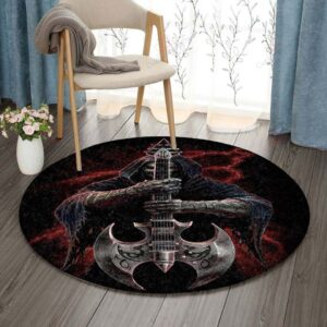 Guitar Knight Round Carpet Floor Rug Living Room Bedroom Decor Round Area Rug Carpet