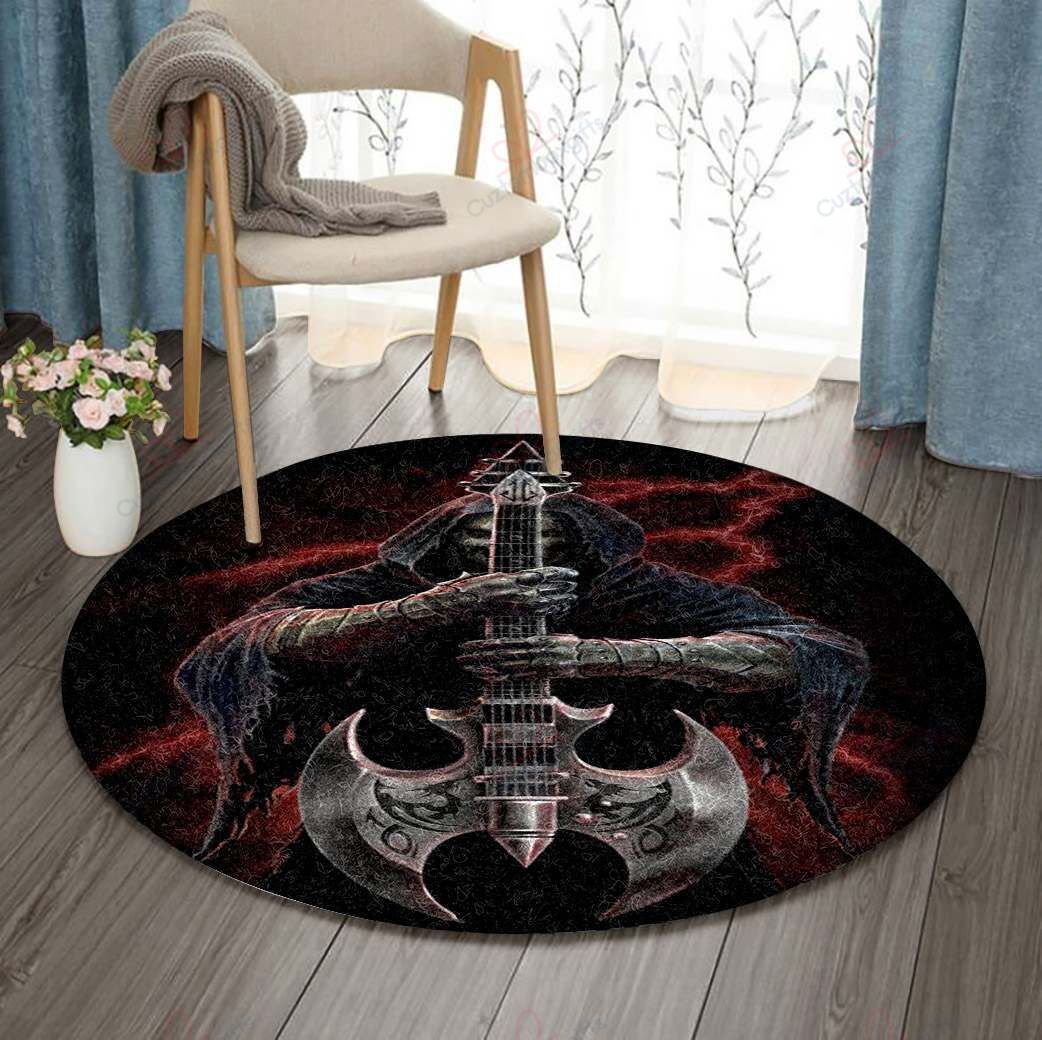 Guitar Knight Round Carpet Floor Rug Living Room Bedroom Decor Round Area Rug Carpet Guitar Knight Round Carpet Floor Rug Living Room Bedroom Decor Round Area Rug Carpet