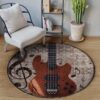 Guitar Love Music Round Carpet Floor Rug Living Room Bedroom Decor Round Area Rug Carpet