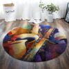 Guitar Music 1 Round Carpet Floor Rug Living Room Bedroom Decor Round Area Rug Carpet