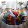 Guitar Music 2 Round Carpet Floor Rug Living Room Bedroom Decor Round Area Rug Carpet