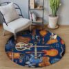 Guitar Music Round Carpet Floor Rug Living Room Bedroom Decor Round Area Rug Carpet