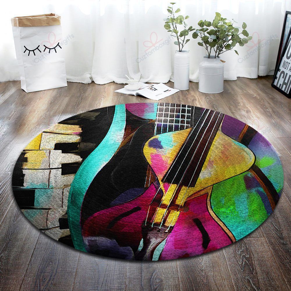 Guitar Music Round Carpet Floor Rug Living Room Bedroom Decor Round Area Rug Carpet Guitar Music Round Carpet Floor Rug Living Room Bedroom Decor Round Area Rug Carpet