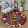 Guitar Peace Round Carpet Floor Rug Living Room Bedroom Decor Round Area Rug Carpet