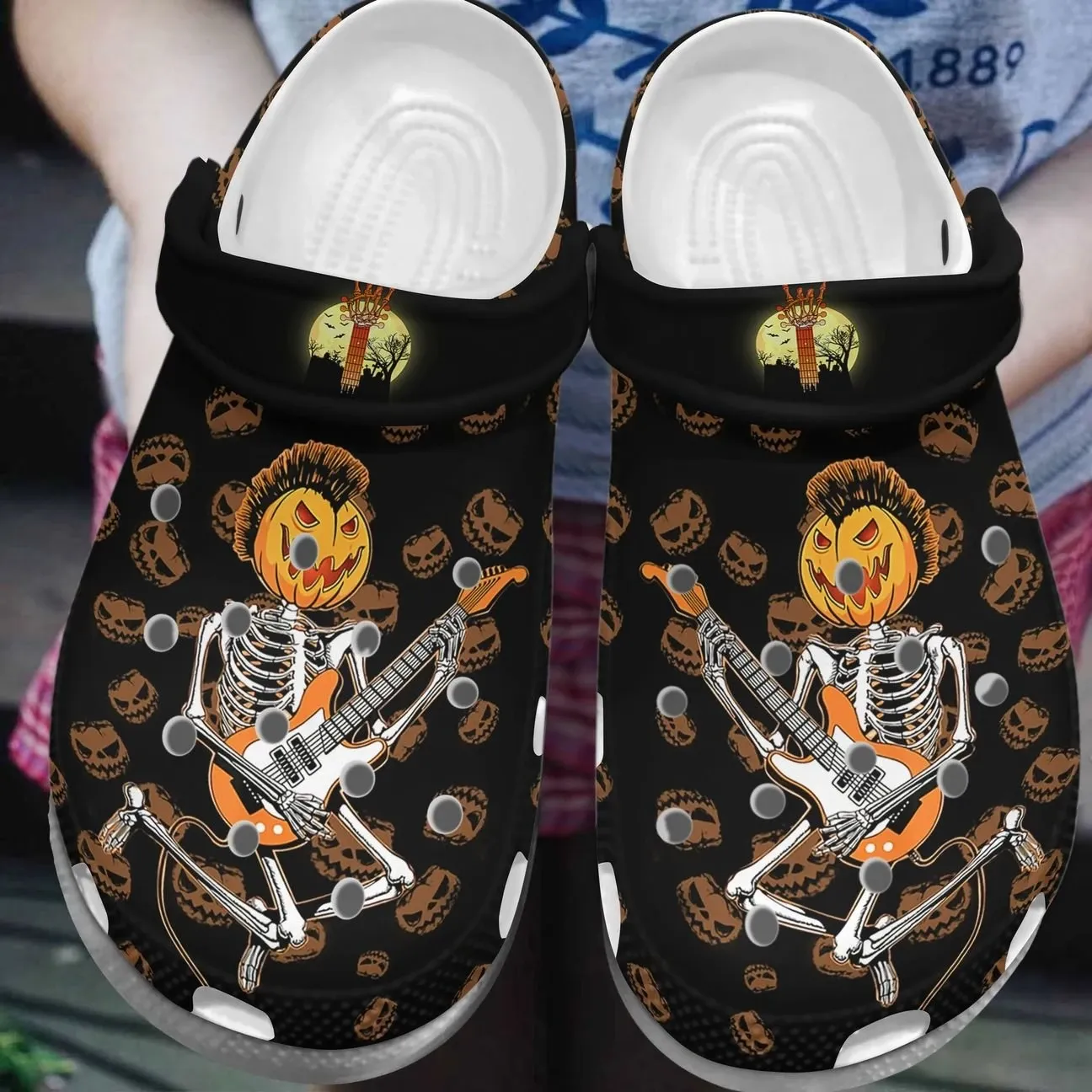Guitar Personalized Clog Custom Crocs Comfortablefashion Style Comfortable For Women Men Kid Print 3D Halloween Skeleton Pumpkin Guitarist Guitar Personalized Clog Custom Crocs Comfortablefashion Style Comfortable For Women Men Kid Print 3D Halloween Skeleton Pumpkin Guitarist