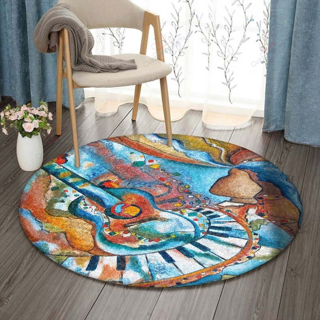 Guitar Piano Round Carpet Floor Rug Living Room Bedroom Decor Round Area Rug Carpet Guitar Piano Round Carpet Floor Rug Living Room Bedroom Decor Round Area Rug Carpet