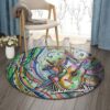 Guitar Piano Saxophone Drum Round Carpet Floor Rug Living Room Bedroom Decor Round Area Rug Carpet