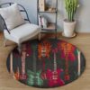Guitar Rock N Roll Round Carpet Floor Rug Living Room Bedroom Decor Round Area Rug Carpet