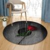 Guitar Rose Round Carpet Floor Rug Living Room Bedroom Decor Round Area Rug Carpet