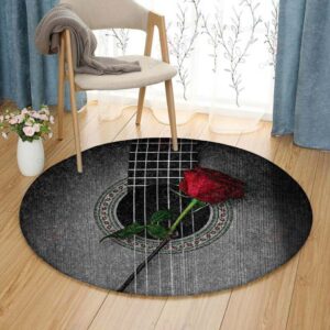 Guitar Rose Round Carpet Floor Rug Living Room Bedroom Decor Round Area Rug Carpet