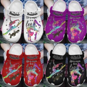 Gymnast Personalize Clog Custom Crocs Fashionstyle Comfortable For Women Men Kid Print 3D Whitesole Leo Girl