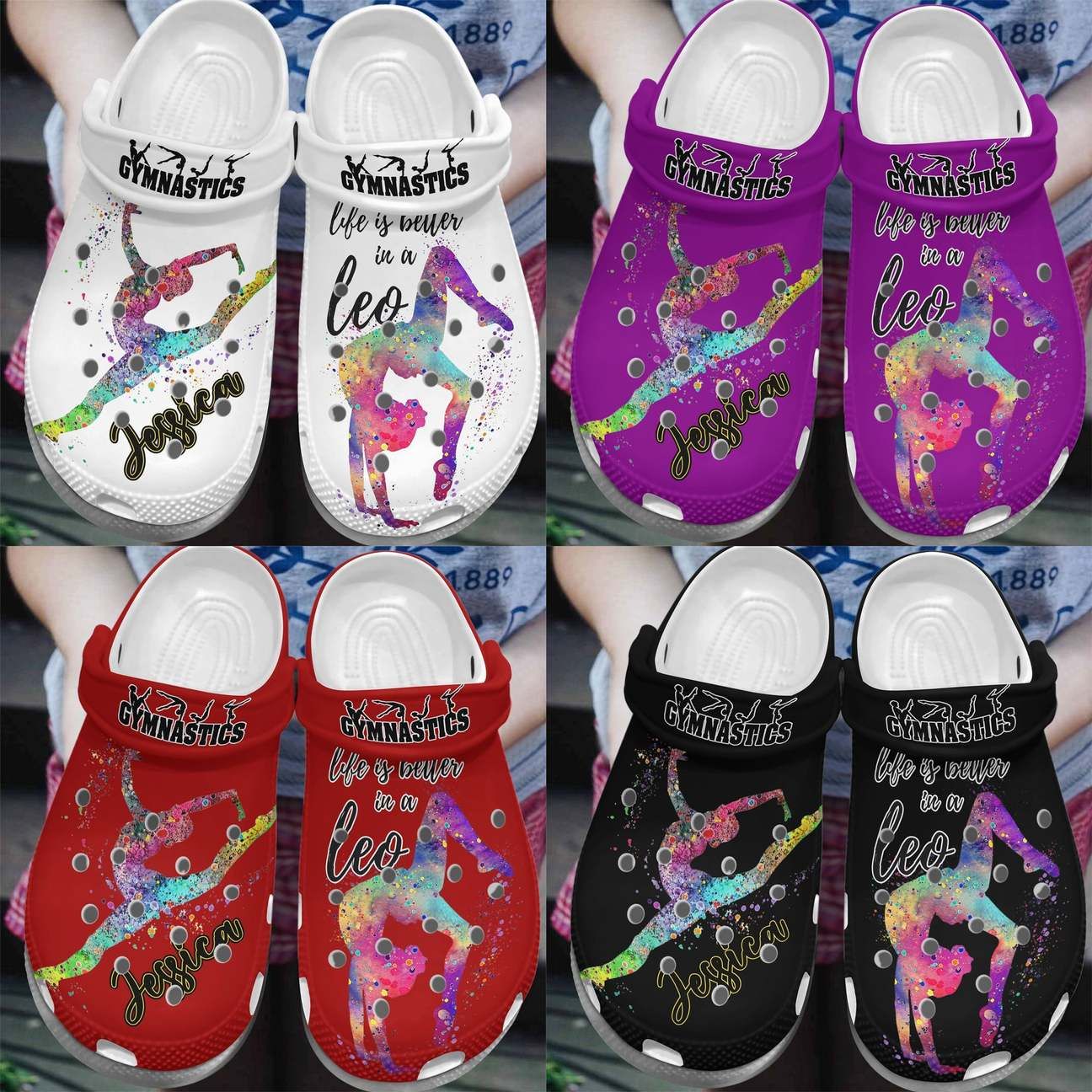 Gymnast Personalize Clog Custom Crocs Fashionstyle Comfortable For Women Men Kid Print 3D Whitesole Leo Girl Gymnast Personalize Clog Custom Crocs Fashionstyle Comfortable For Women Men Kid Print 3D Whitesole Leo Girl