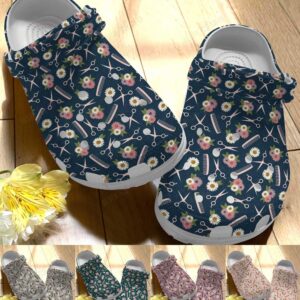 Hairstylist Crocs Clog Classic Clog Whitesole Flower Shoes