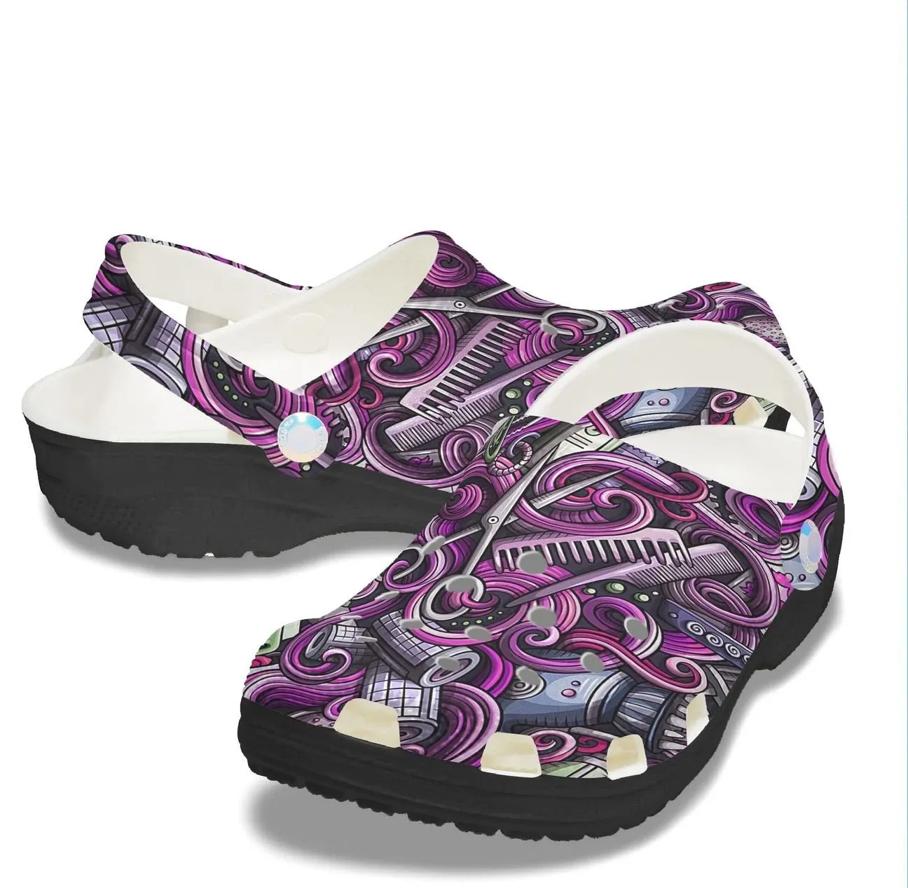 Hairstylist Personalized Clog Custom Crocs Comfortablefashion Style Comfortable For Women Men Kid Print 3D Purple Pattern Hairstylist Personalized Clog Custom Crocs Comfortablefashion Style Comfortable For Women Men Kid Print 3D Purple Pattern