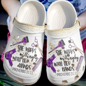 Hairstylist She Works Willingly Sku 1261 Crocs Crocband Clog Comfortable For Mens Womens Classic Clog Water Shoes