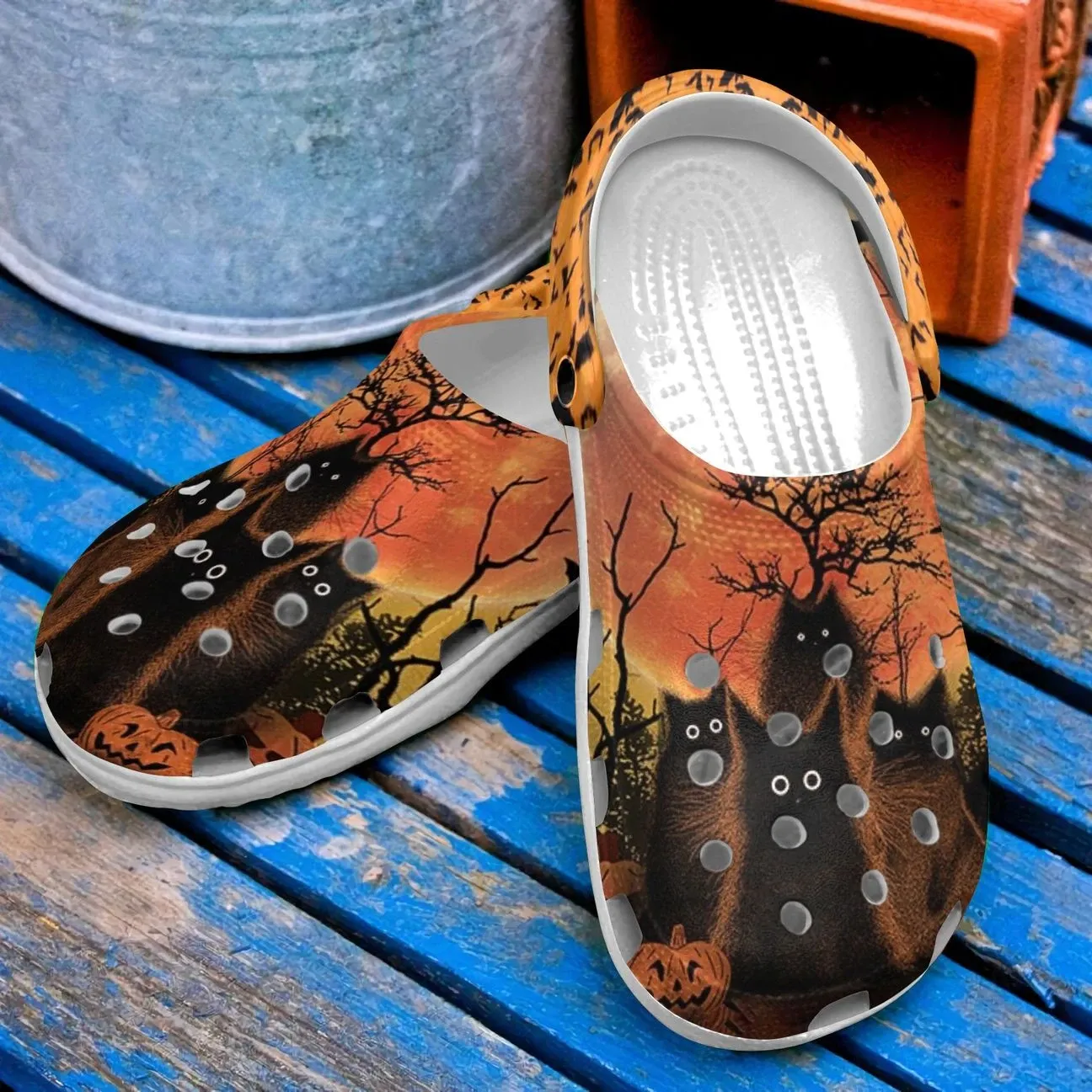 Halloween Personalized Clog Custom Crocs Comfortablefashion Style Comfortable For Women Men Kid Print 3D Spooky Black Cats Halloween Personalized Clog Custom Crocs Comfortablefashion Style Comfortable For Women Men Kid Print 3D Spooky Black Cats