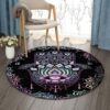 Hamsa Mandala Round Carpet Floor Rug Living Room Bedroom Decor Round Area Rug Carpet