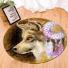 Hand Drawn Wolf Boho Dreamcatcher Round Carpet Floor Rug Living Room Bedroom Decor Round Area Rug Carpet