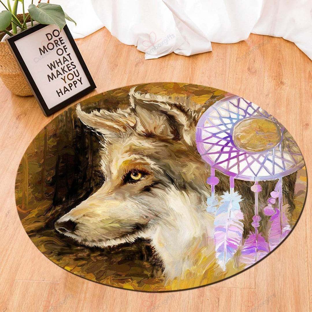 Hand Drawn Wolf Boho Dreamcatcher Round Carpet Floor Rug Living Room Bedroom Decor Round Area Rug Carpet Hand Drawn Wolf Boho Dreamcatcher Round Carpet Floor Rug Living Room Bedroom Decor Round Area Rug Carpet