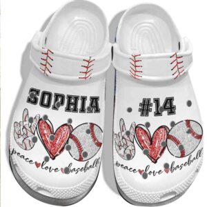 Hand Heart Baseball Ball Shoes Crocs Clog For Batter Girl – Peace Love Baseball Shoes Crocbland Clog For Men Women