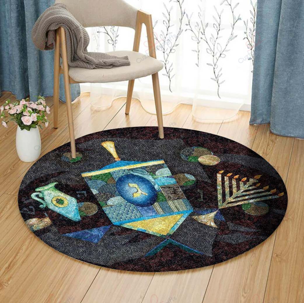 Hanukkah Round Carpet Floor Rug Living Room Bedroom Decor Round Area Rug Carpet Hanukkah Round Carpet Floor Rug Living Room Bedroom Decor Round Area Rug Carpet
