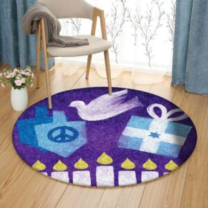 Hanukkah Peace Round Carpet Floor Rug Living Room Bedroom Decor Round Area Rug Carpet