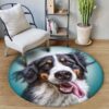Happy Bernese Mountain Round Carpet Floor Rug Living Room Bedroom Decor Round Area Rug Carpet