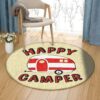 Happy Camper Round Carpet Floor Rug Living Room Bedroom Decor Round Area Rug Carpet