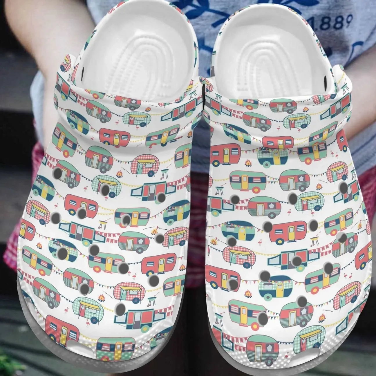 Happy Camper Pattern Personalized Clog Custom Crocs Comfortablefashion Style Comfortable For Women Men Kid Print 3D Happy Camper Pattern Personalized Clog Custom Crocs Comfortablefashion Style Comfortable For Women Men Kid Print 3D