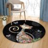 Happy Cat Round Carpet Floor Rug Living Room Bedroom Decor Round Area Rug Carpet