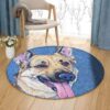Happy Dog Round Carpet Floor Rug Living Room Bedroom Decor Round Area Rug Carpet