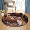 Happy Dogs Round Carpet Floor Rug Living Room Bedroom Decor Round Area Rug Carpet