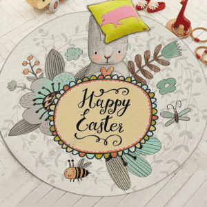 Happy Easter Round Carpet Floor Rug Living Room Bedroom Decor Round Area Rug Carpet