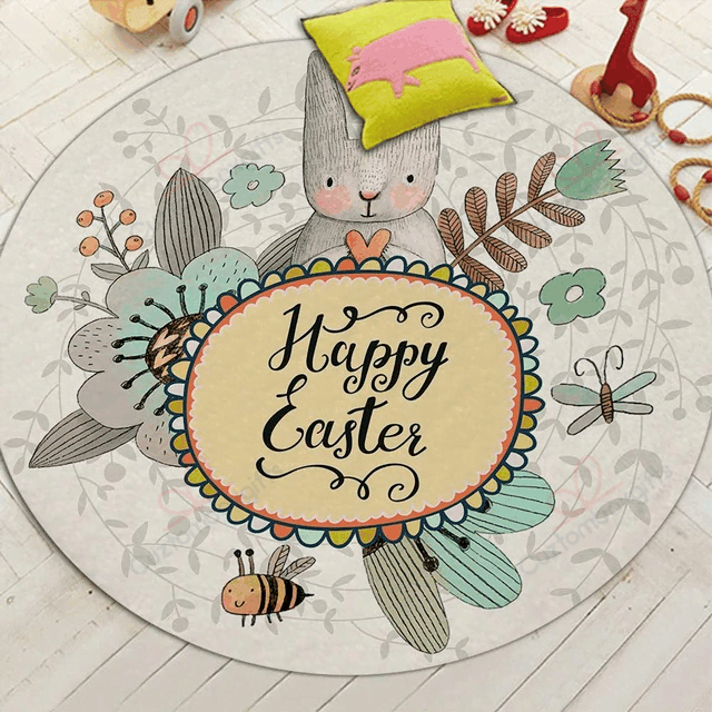 Happy Easter Round Carpet Floor Rug Living Room Bedroom Decor Round Area Rug Carpet Happy Easter Round Carpet Floor Rug Living Room Bedroom Decor Round Area Rug Carpet