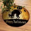 Happy Halloween Black Cat Round Carpet Floor Rug Living Room Bedroom Decor Round Area Rug Carpet