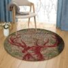 Happy Holidays Deer Round Carpet Floor Rug Living Room Bedroom Decor Round Area Rug Carpet